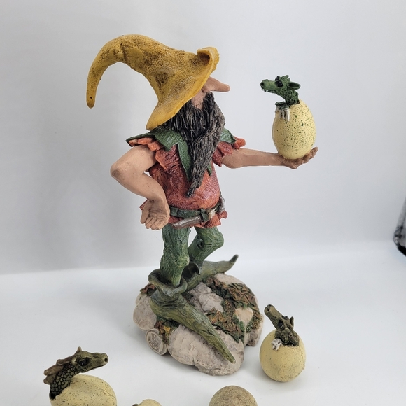 VTG RARE Piece Bernard Pearson 1989 Gnome/ Dragon eggs hatching Sculpture Signed - Picture 2 of 11